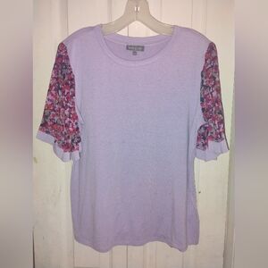 Lavender Floral Sleeve Women's Top
